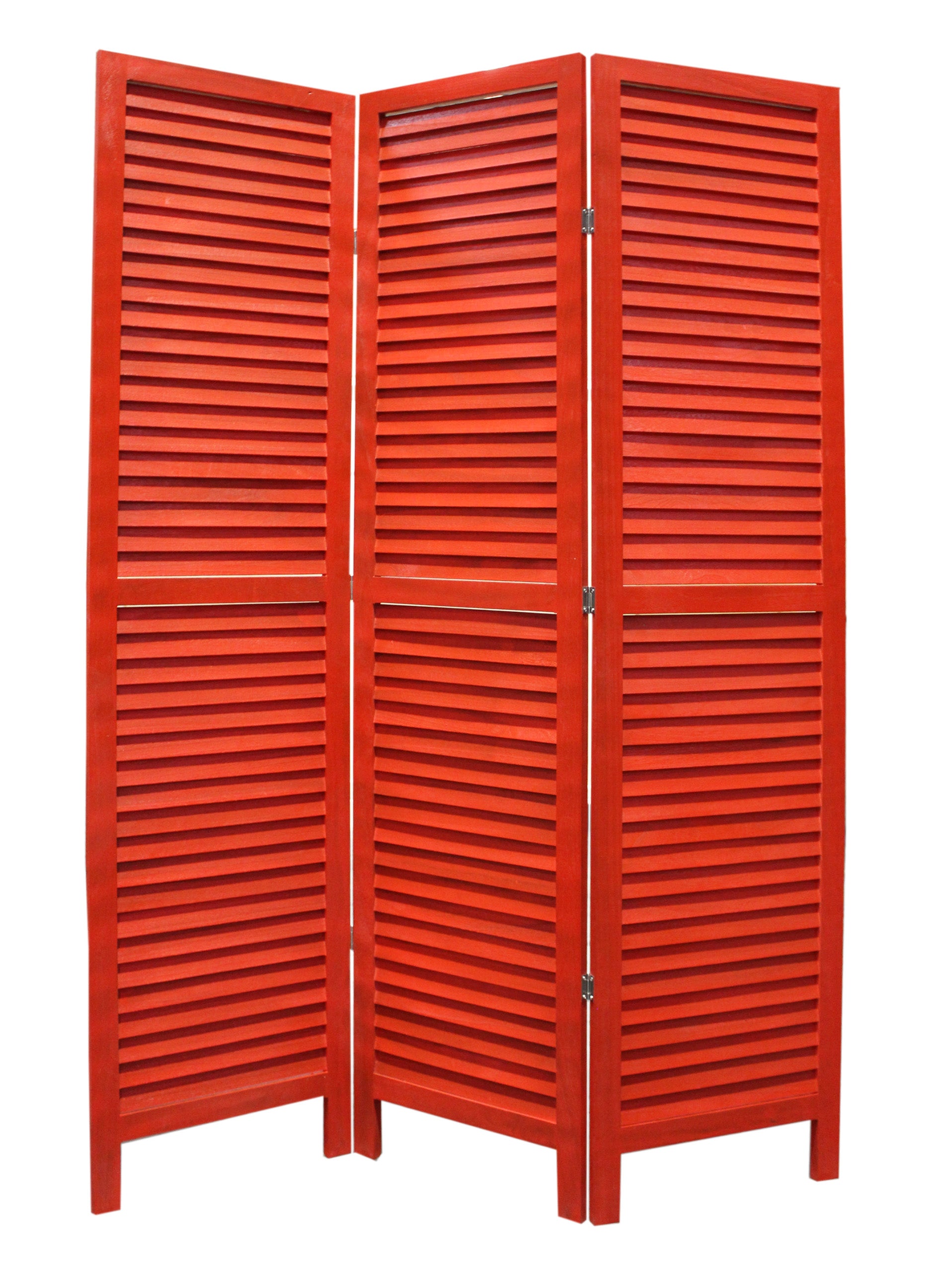 48 X 67 Red Wood Shutter -Screen-Room Dividers-DECOROLALA