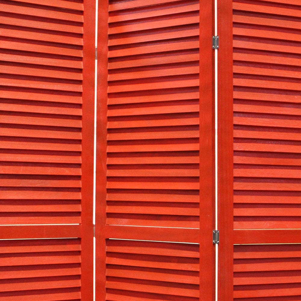 48 X 67 Red Wood Shutter -Screen-Room Dividers-DECOROLALA