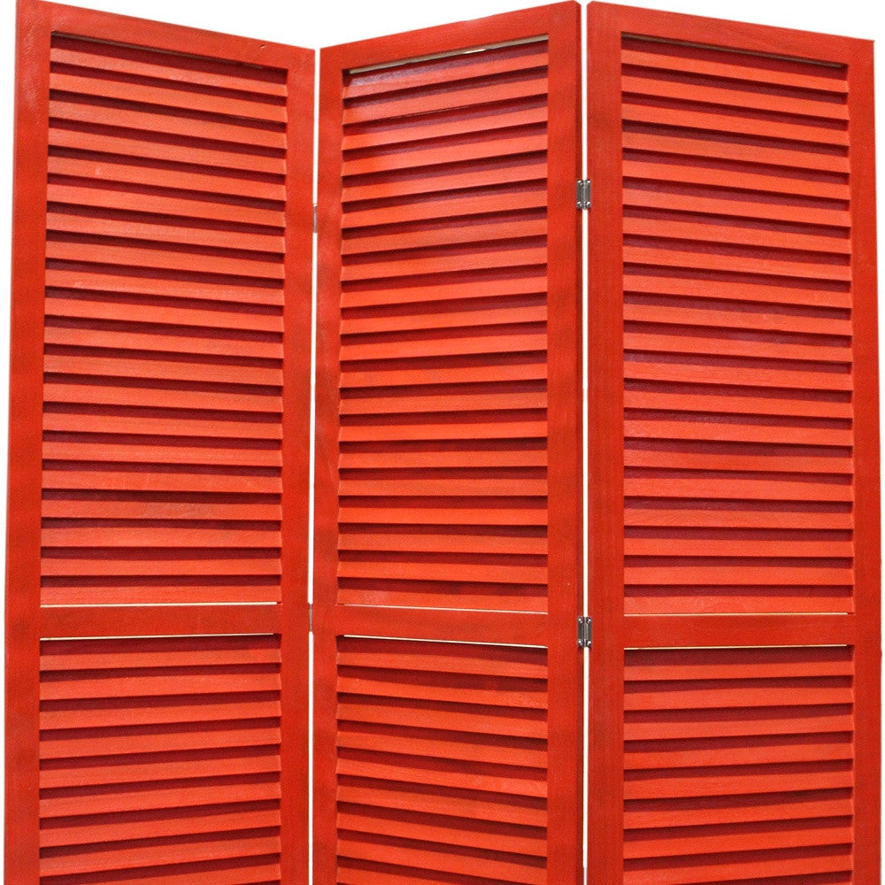 48 X 67 Red Wood Shutter -Screen-Room Dividers-DECOROLALA