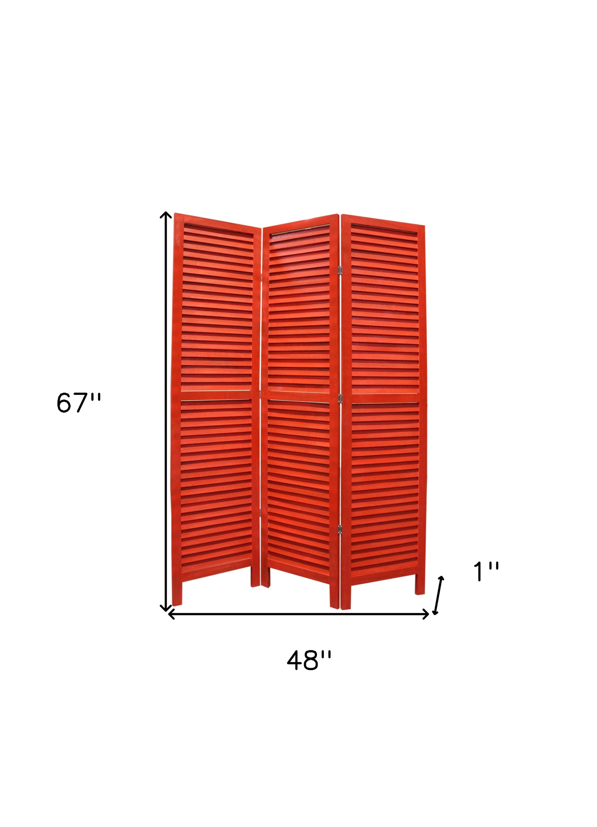 48 X 67 Red Wood Shutter -Screen-Room Dividers-DECOROLALA