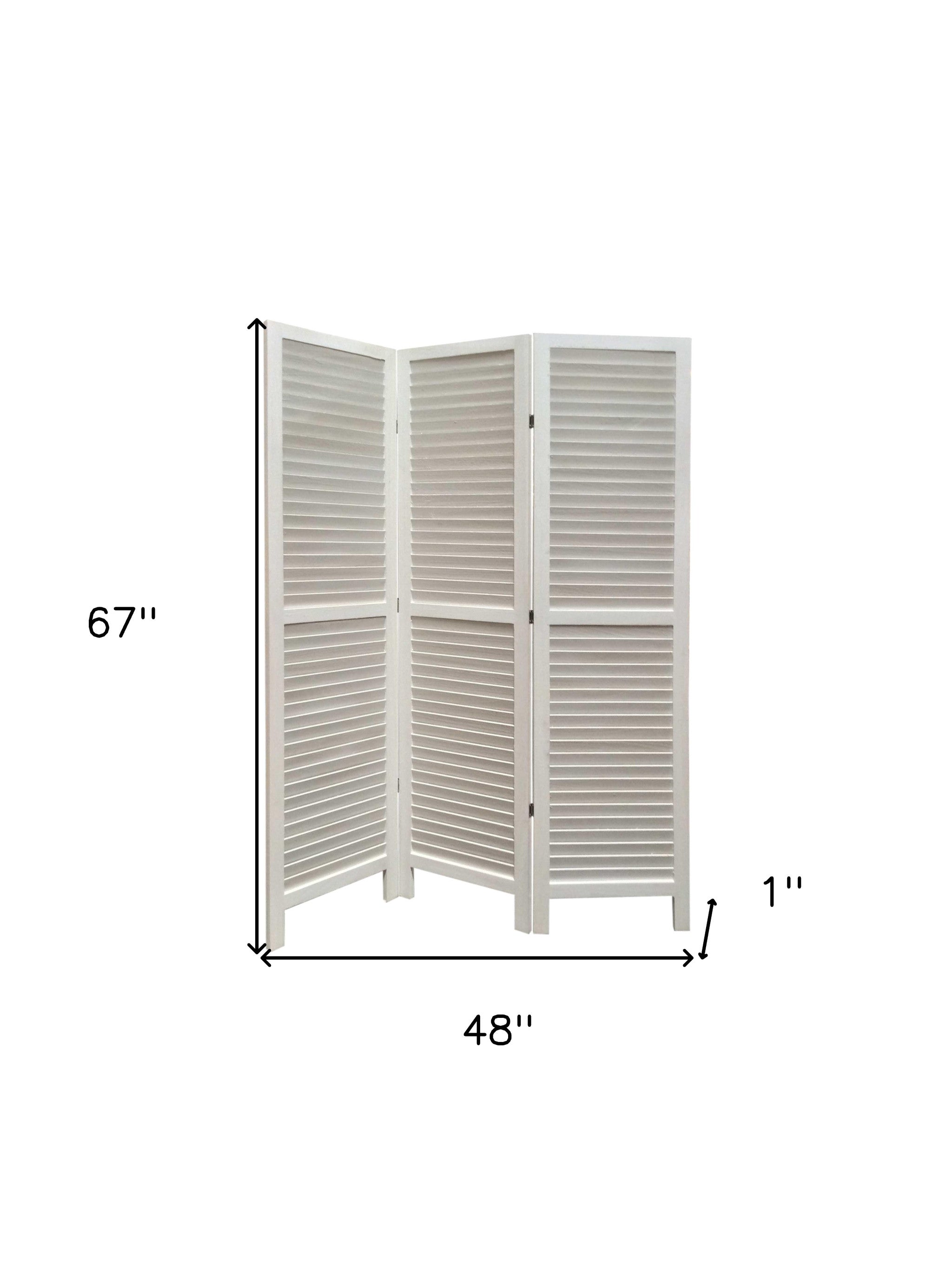 White Finish Wood Shutter 3 Panel Room Divider Screen-Room Dividers-DECOROLALA