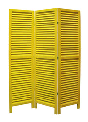 48 X 67 Yellow Wood Shutter - Screen-Room Dividers-DECOROLALA