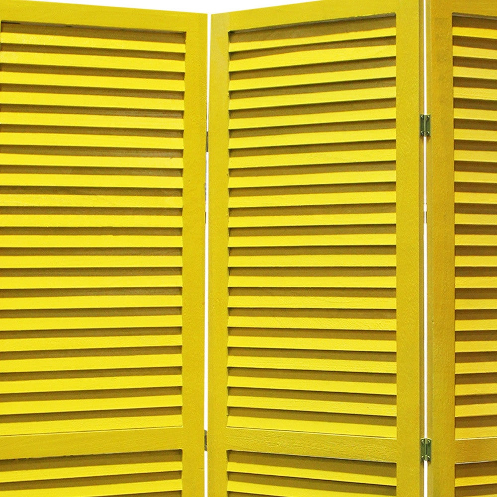 48 X 67 Yellow Wood Shutter - Screen-Room Dividers-DECOROLALA