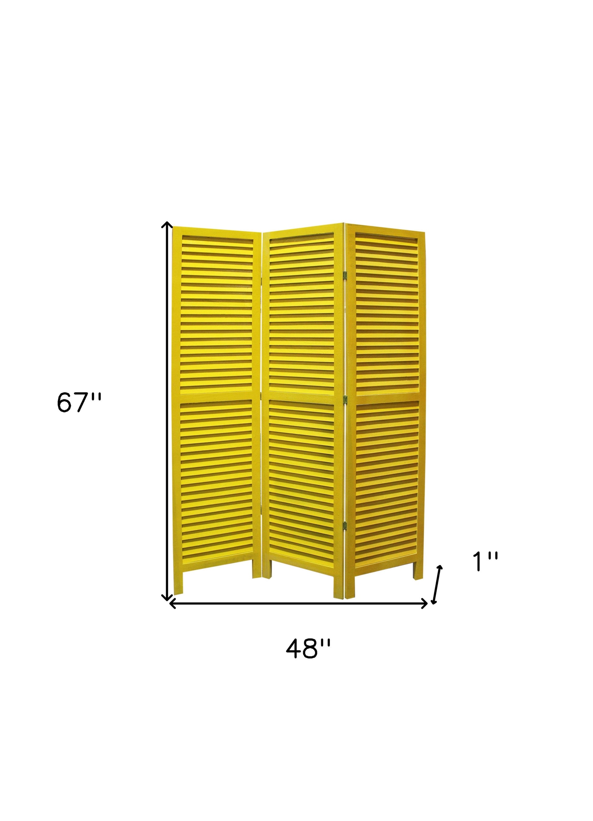 48 X 67 Yellow Wood Shutter - Screen-Room Dividers-DECOROLALA