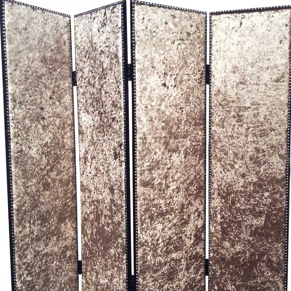 84 X 84 Bronze Wood & Fabric Screen-Room Dividers-DECOROLALA