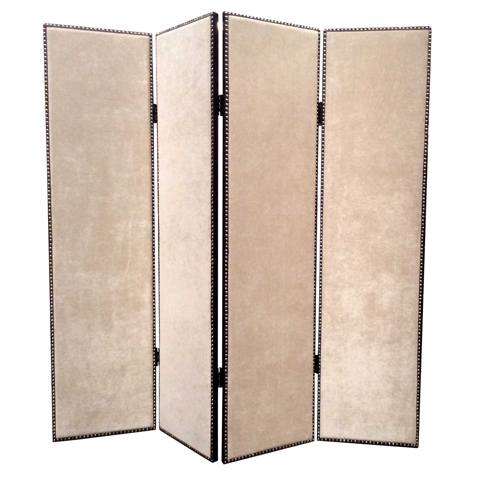 84 X 84 Beige Wood & Fabric Chateau Screen-Room Dividers-DECOROLALA