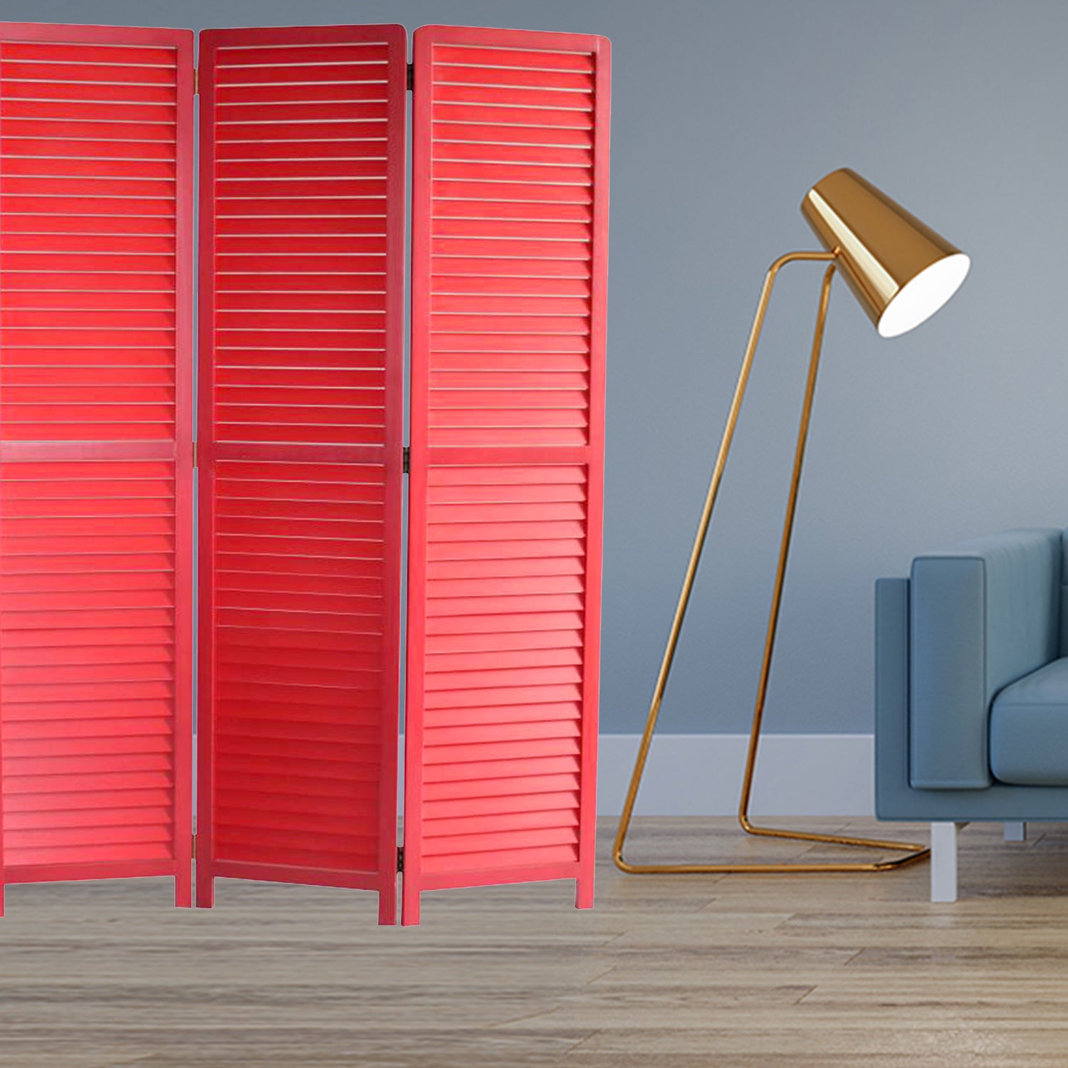 47 X 67 Red Wood Screen-Room Dividers-DECOROLALA