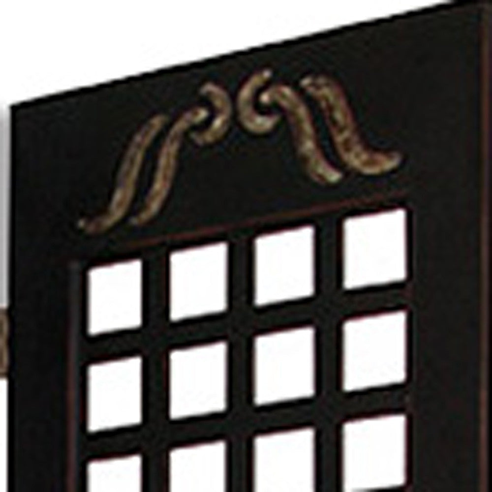 84" X 84" Brown Wood Omega Screen-Room Dividers-DECOROLALA