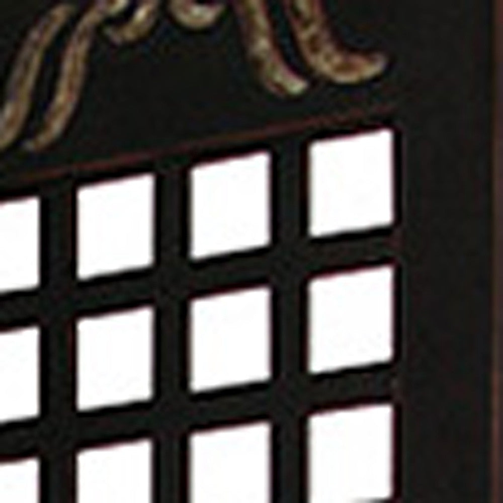 84" X 84" Brown Wood Omega Screen-Room Dividers-DECOROLALA