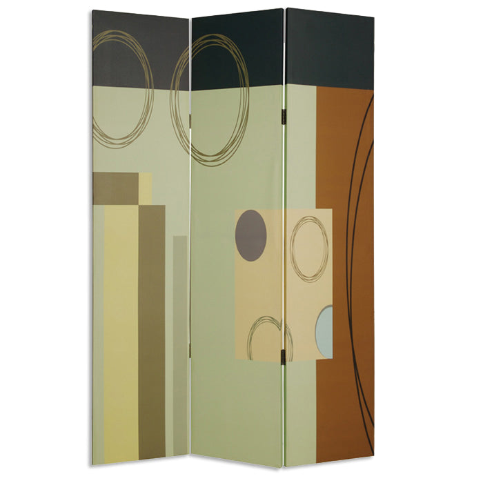 48" X 72" Multi Color Wood Canvas 3 Panel Screen-Room Dividers-DECOROLALA