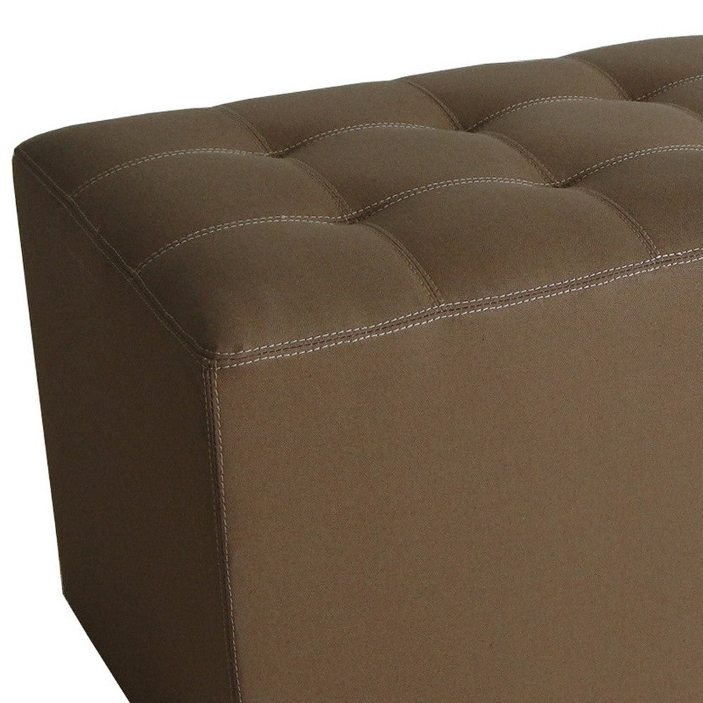 15" Tan Upholstered Faux Leather Bench-Benches-DECOROLALA