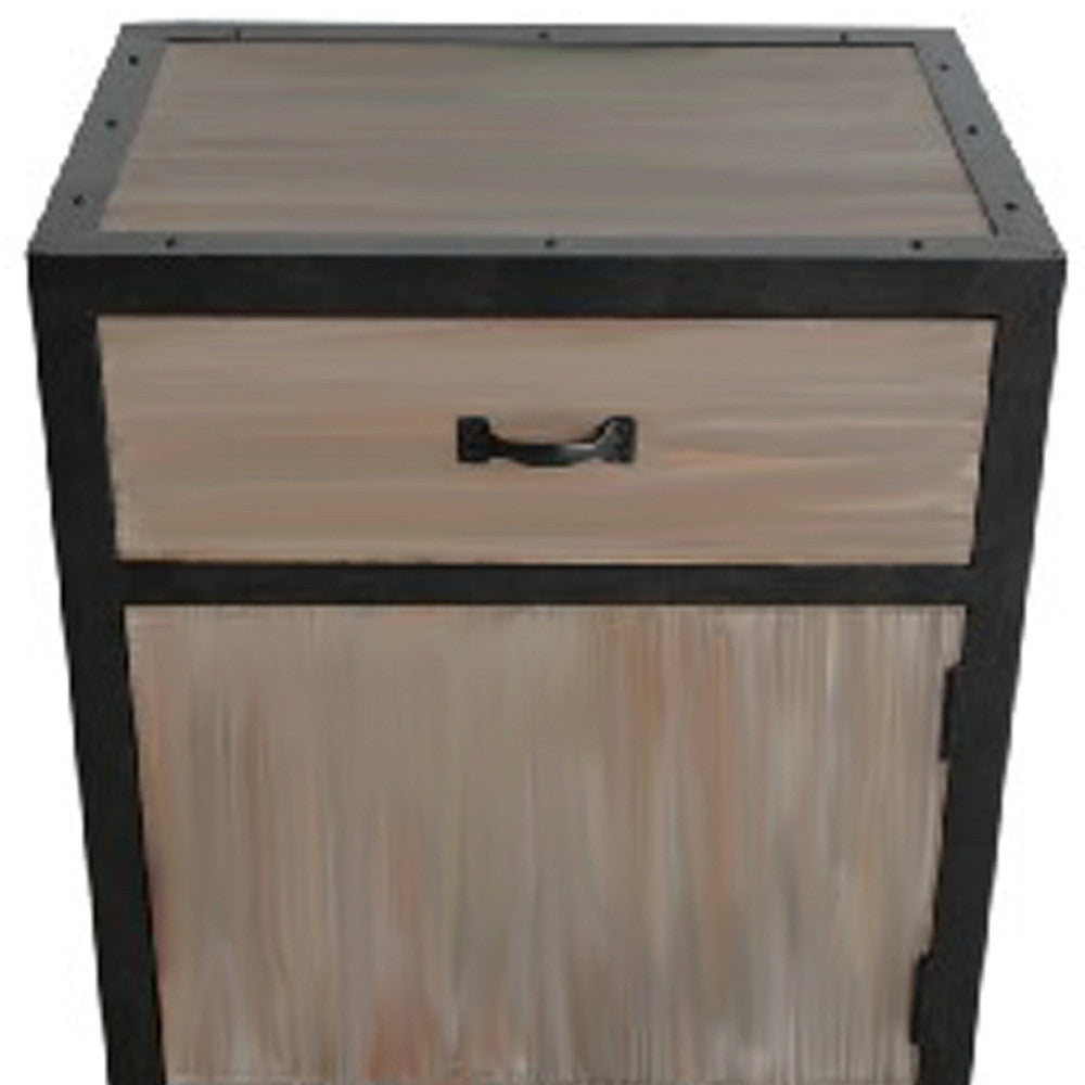 20" Brown Solid Wood End Table With Drawer-End-Side Tables-DECOROLALA