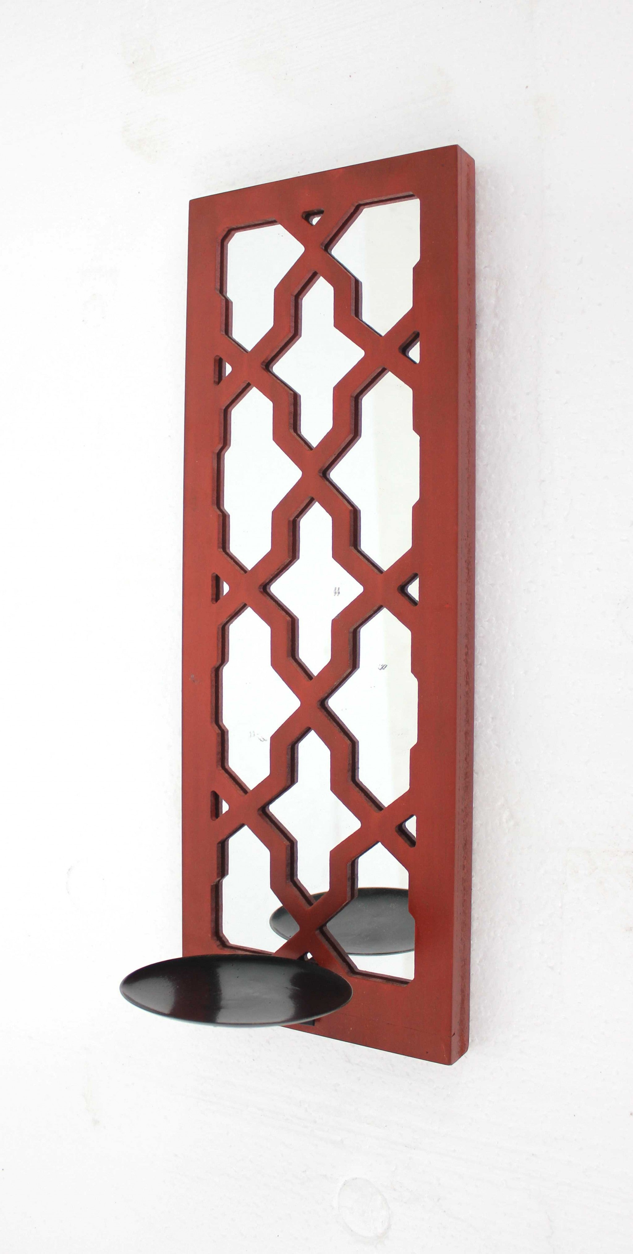 17 X 5 X 6 Red Mirrored - Candle Holder Sconce-Candle Holders-DECOROLALA