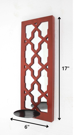 17 X 5 X 6 Red Mirrored - Candle Holder Sconce-Candle Holders-DECOROLALA