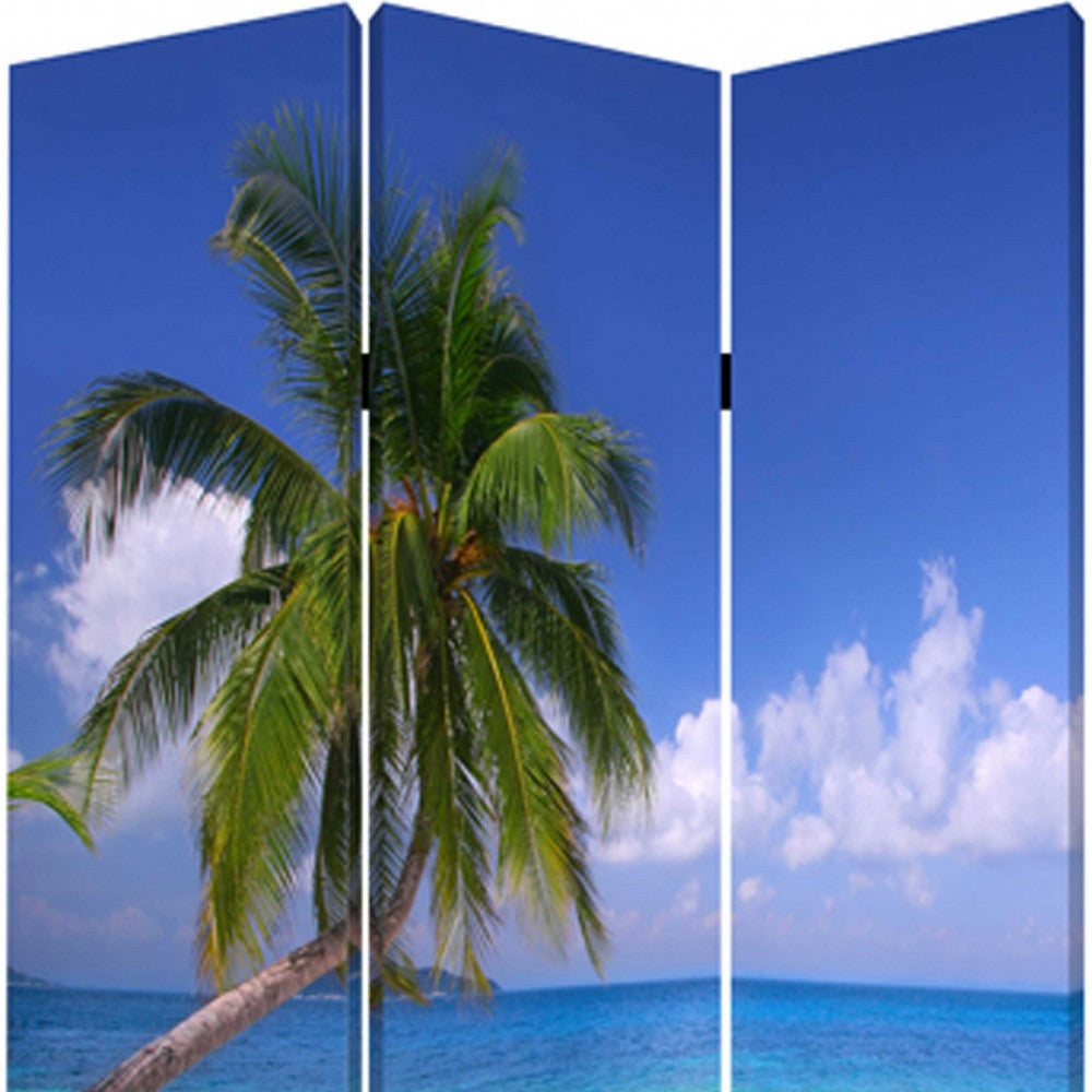 48 X 72 Multi Color Wood Canvas Paradise Screen-Room Dividers-DECOROLALA