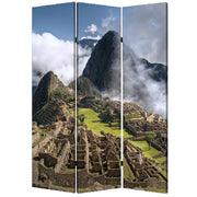 48" X 72" Multi Color Wood Canvas Machu Picchu Screen-Room Dividers-DECOROLALA