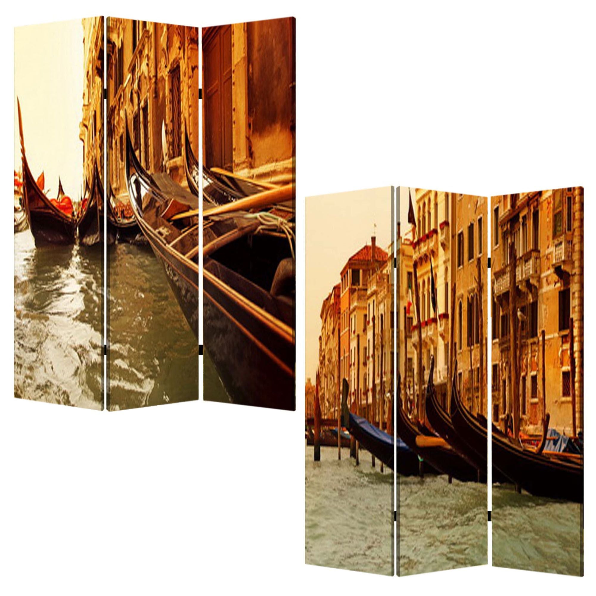 48" X 72" Multi Color Wood Canvas Venice Screen-Room Dividers-DECOROLALA