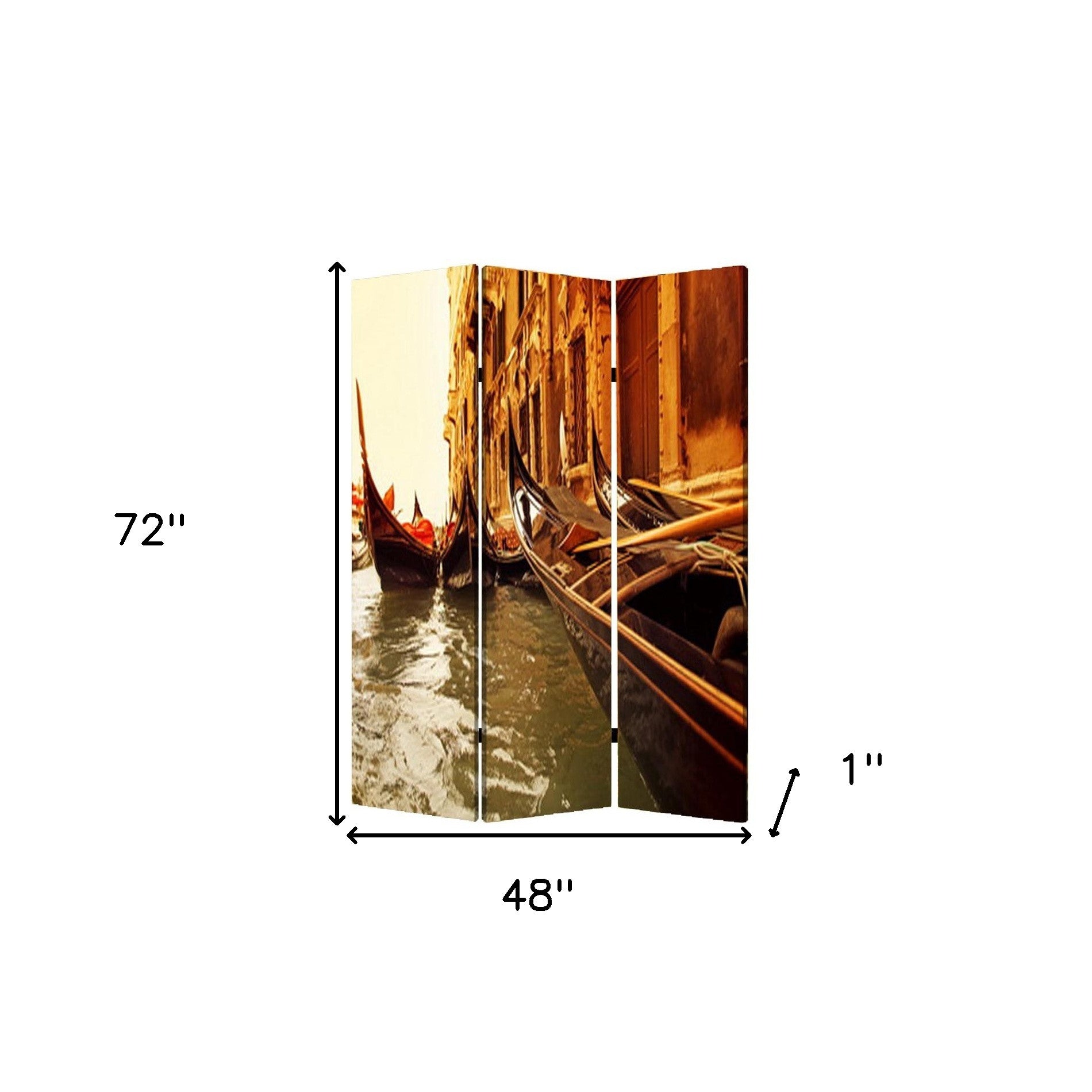 48" X 72" Multi Color Wood Canvas Venice Screen-Room Dividers-DECOROLALA