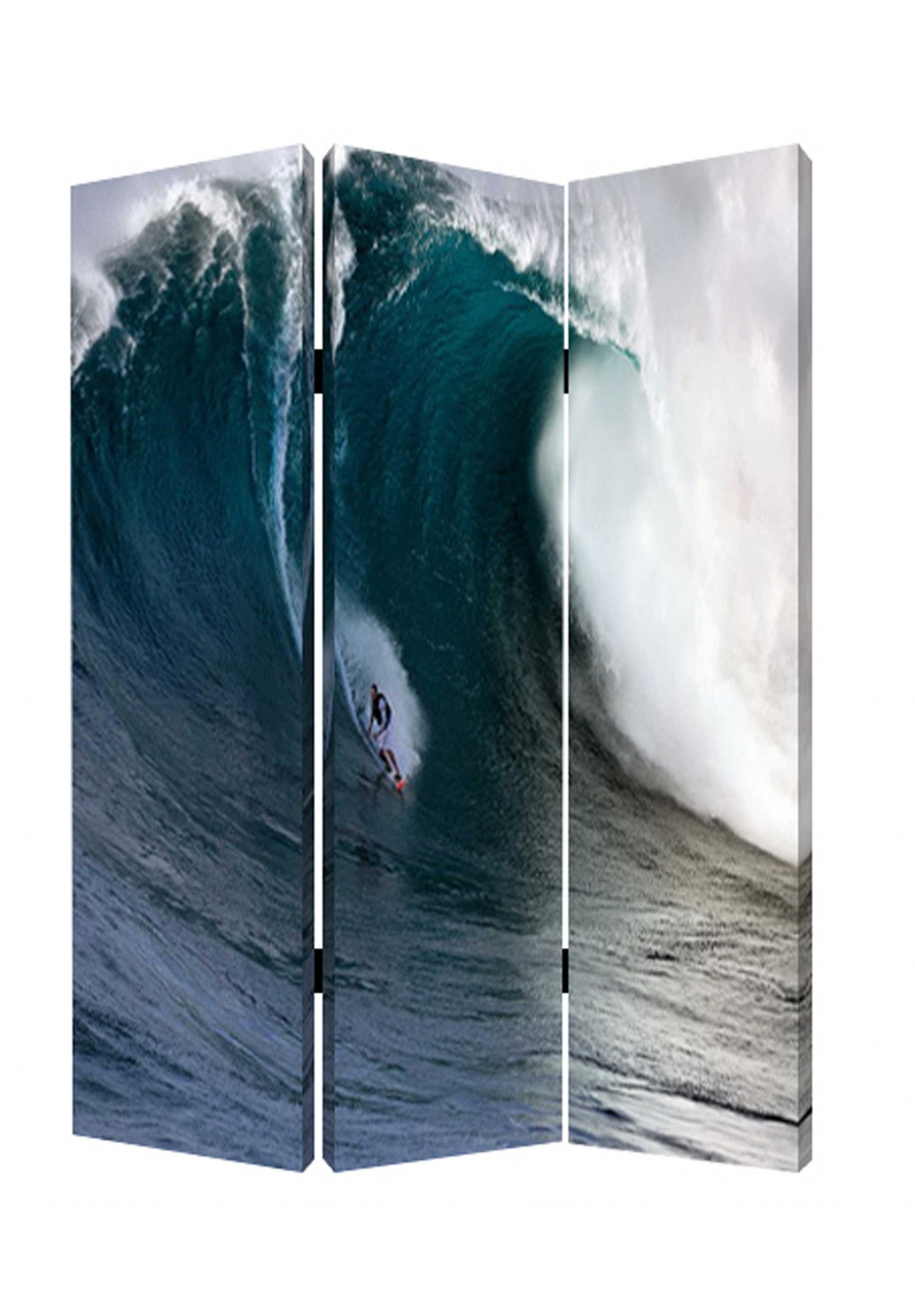 48 X 72 Multi Color Wood Canvas Wave Screen-Room Dividers-DECOROLALA