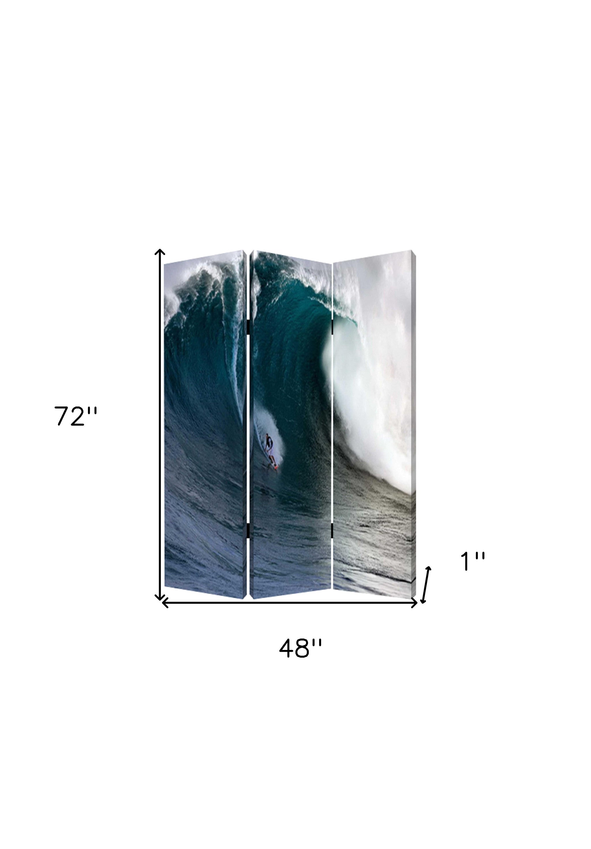 48 X 72 Multi Color Wood Canvas Wave Screen-Room Dividers-DECOROLALA