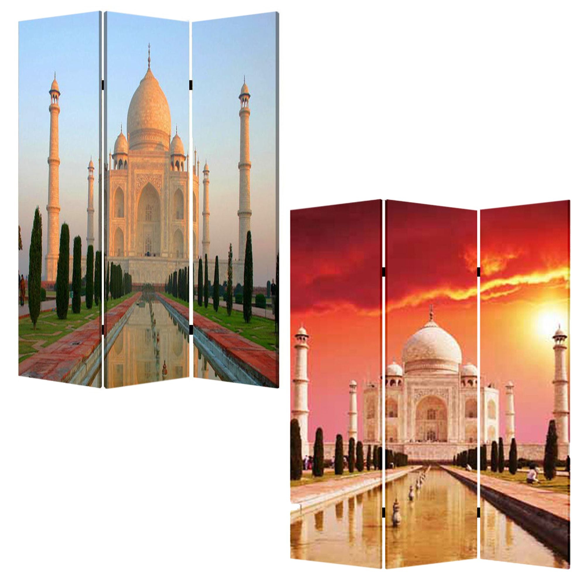 48" X 72" Multi Color Wood Canvas Taj Mahal Screen-Room Dividers-DECOROLALA