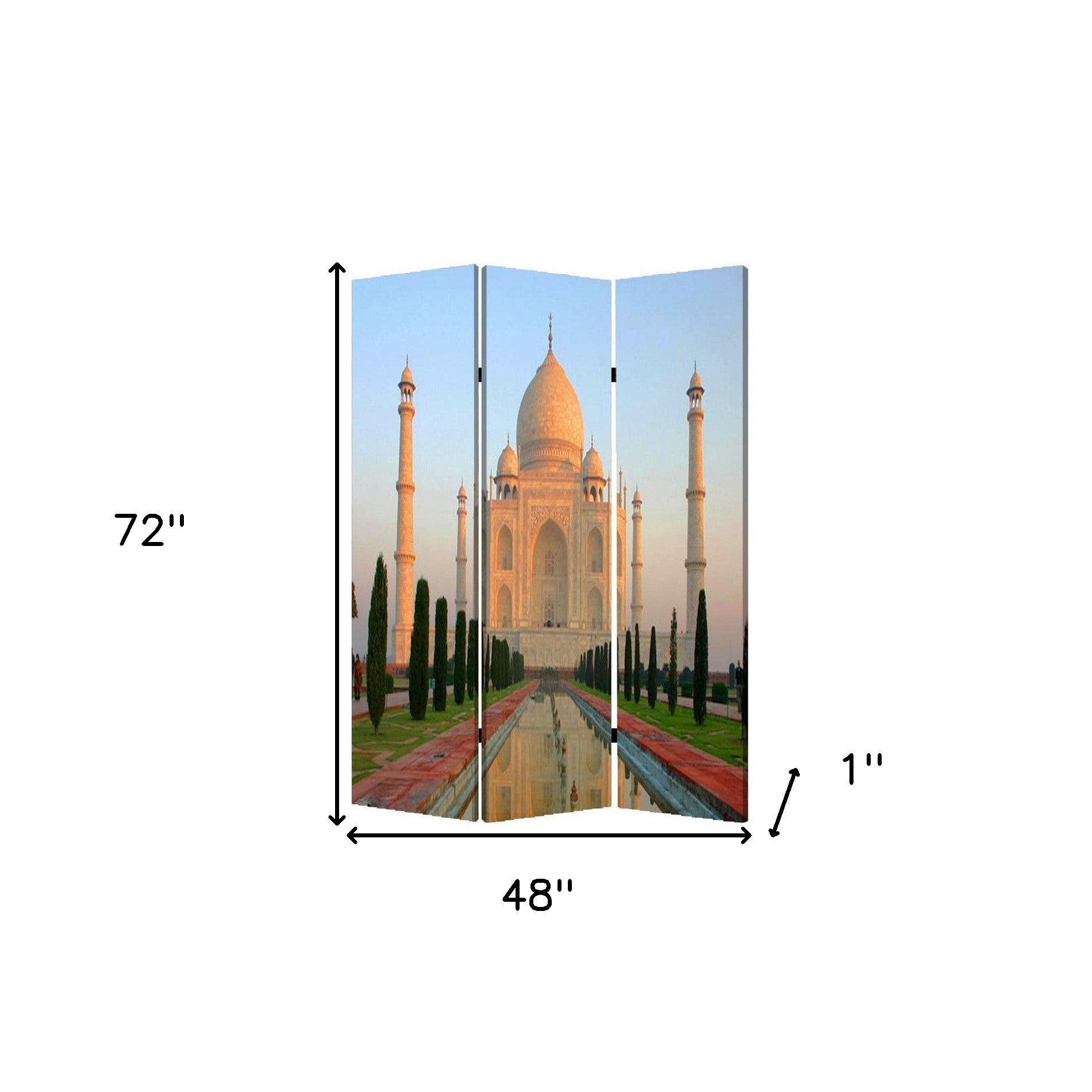 48" X 72" Multi Color Wood Canvas Taj Mahal Screen-Room Dividers-DECOROLALA