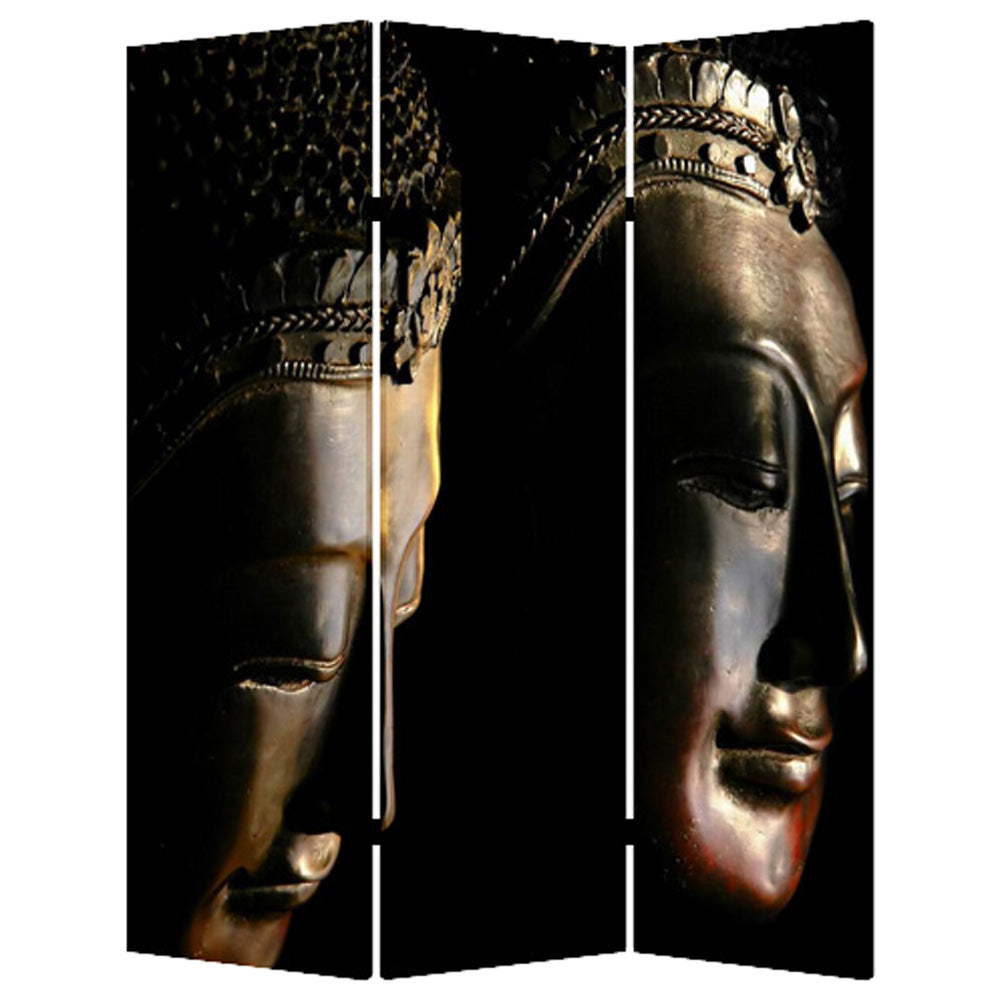 48" X 72" Multi Color Wood Canvas Budda Screen-Room Dividers-DECOROLALA