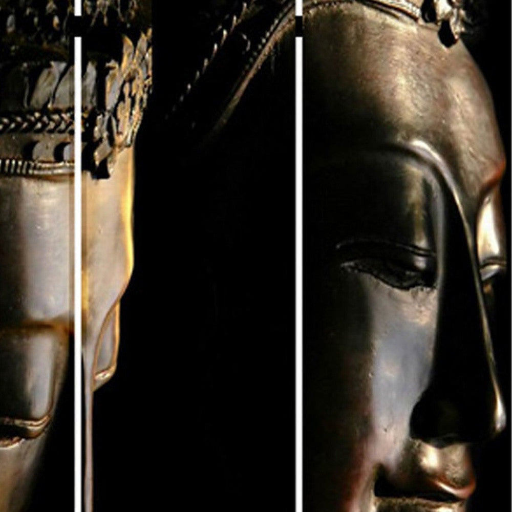 48" X 72" Multi Color Wood Canvas Budda Screen-Room Dividers-DECOROLALA