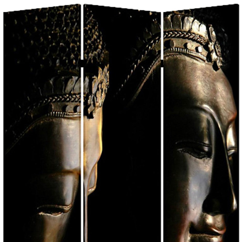 48" X 72" Multi Color Wood Canvas Budda Screen-Room Dividers-DECOROLALA
