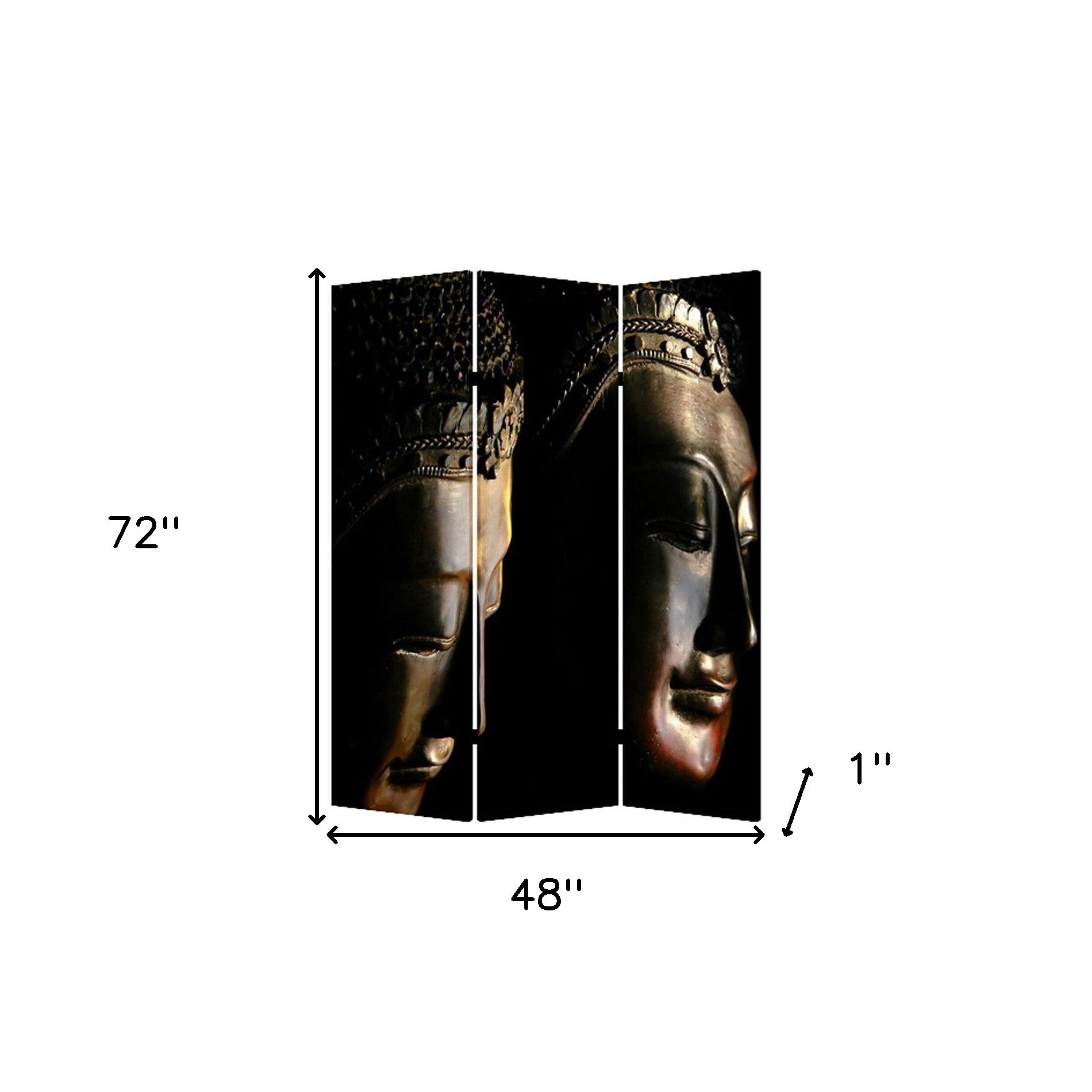 48" X 72" Multi Color Wood Canvas Budda Screen-Room Dividers-DECOROLALA