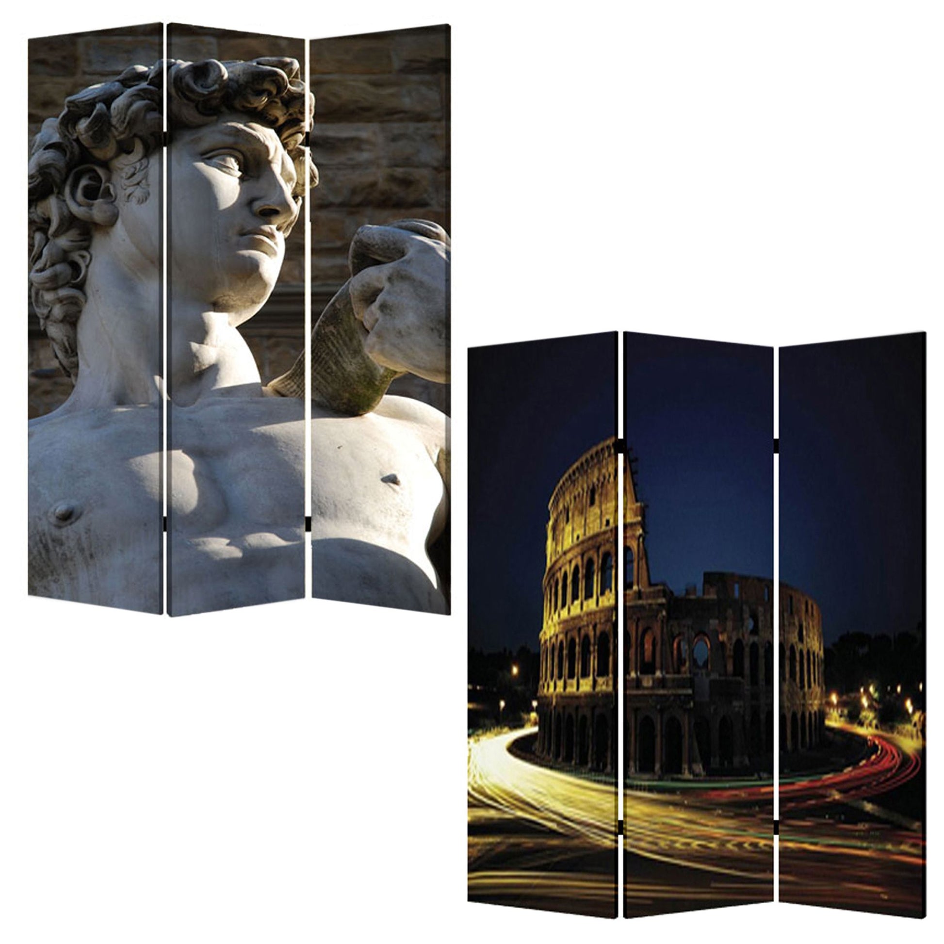 48" X 72" Multi Color Wood Canvas Rome Screen-Room Dividers-DECOROLALA