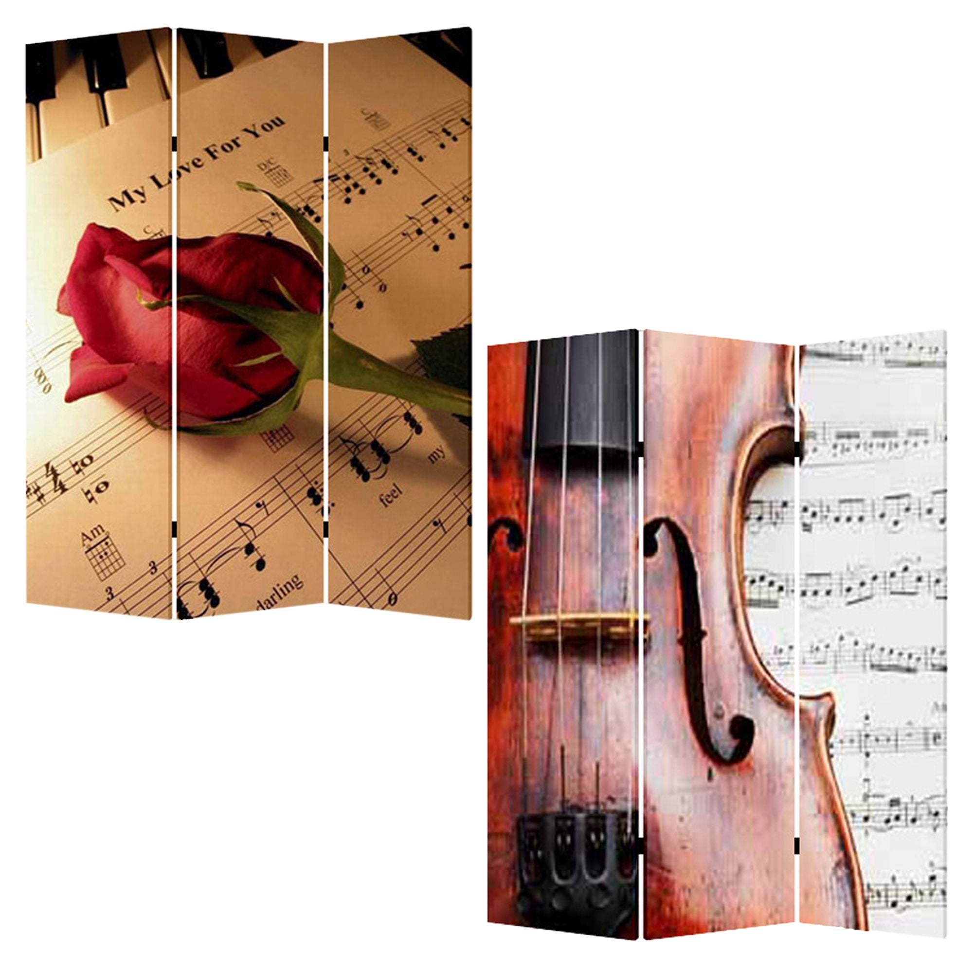48 X 72 Multi Color Wood Canvas Music Screen-Room Dividers-DECOROLALA
