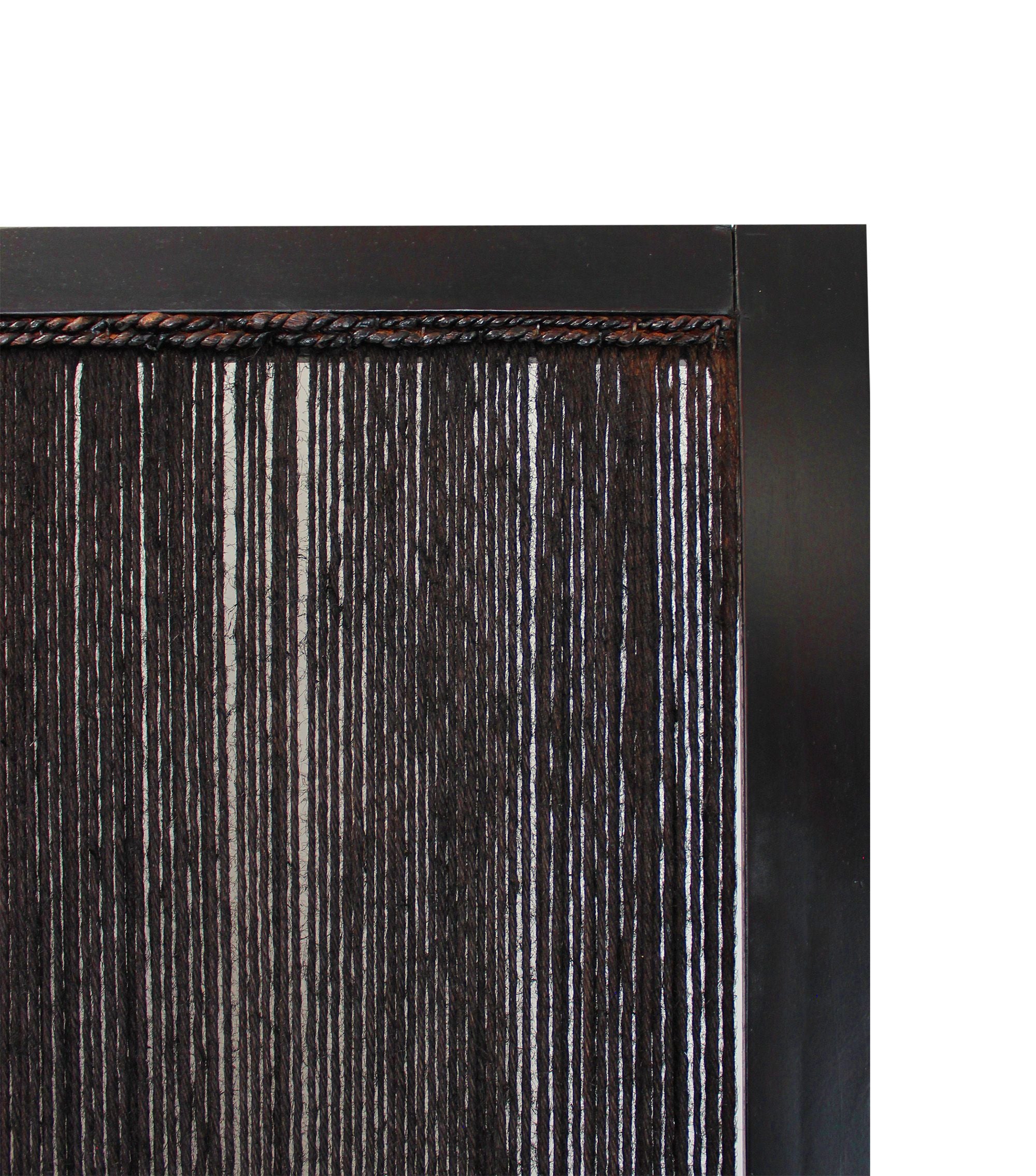 Dark Wood And Water Hyacinth 3 Panel Room Divider Screen-Room Dividers-DECOROLALA