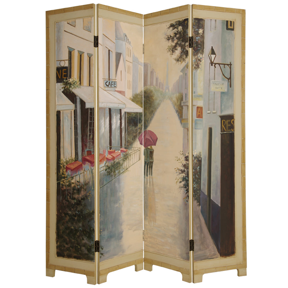 72" Beige Folding Three Panel Screen Room Divider-Room Dividers-DECOROLALA