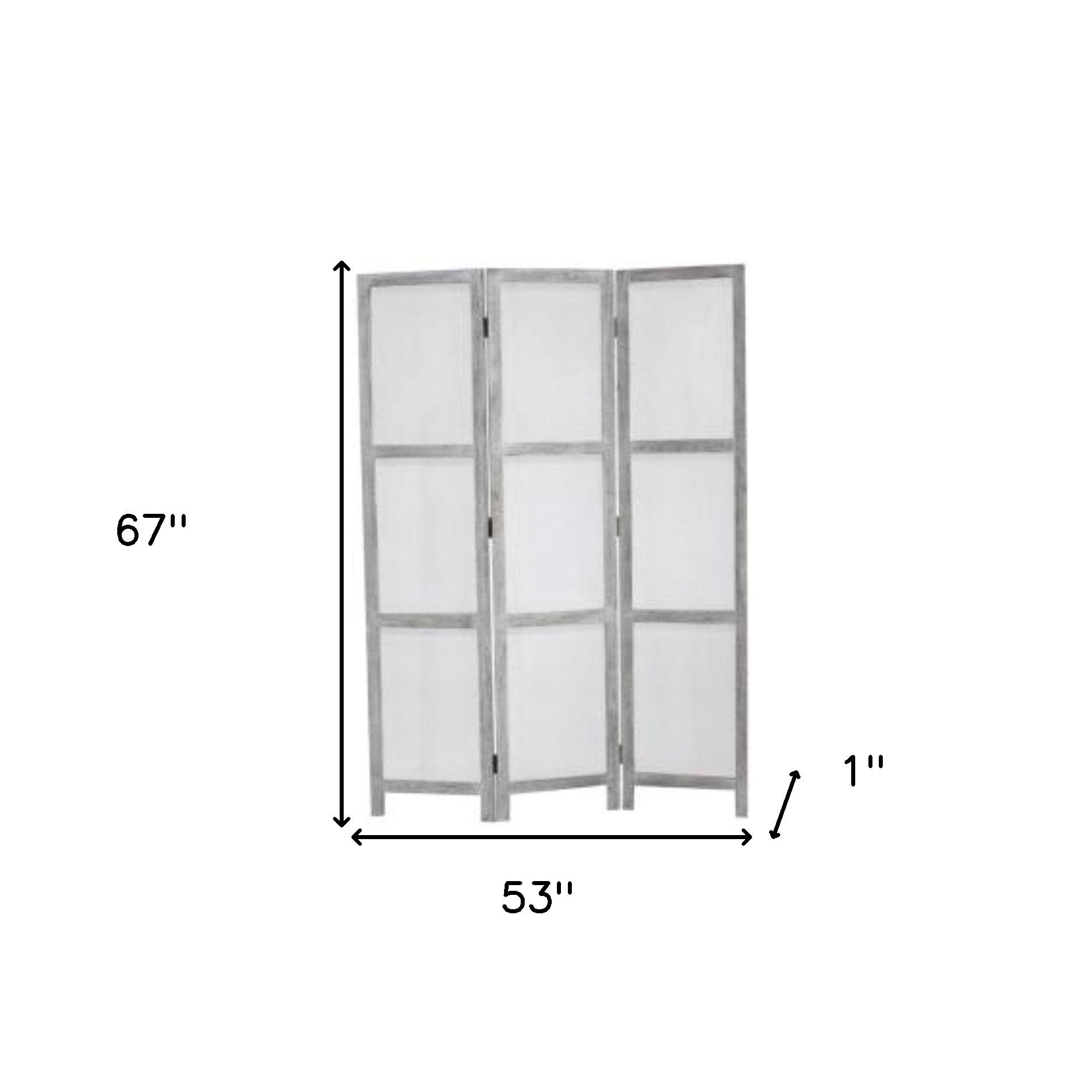 53" X 67" Gray Wood Breezer Mesh Screen-Room Dividers-DECOROLALA