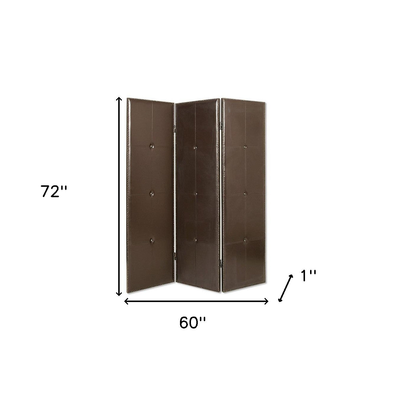 60" X 72" Brown Faux Leather Screen-Room Dividers-DECOROLALA