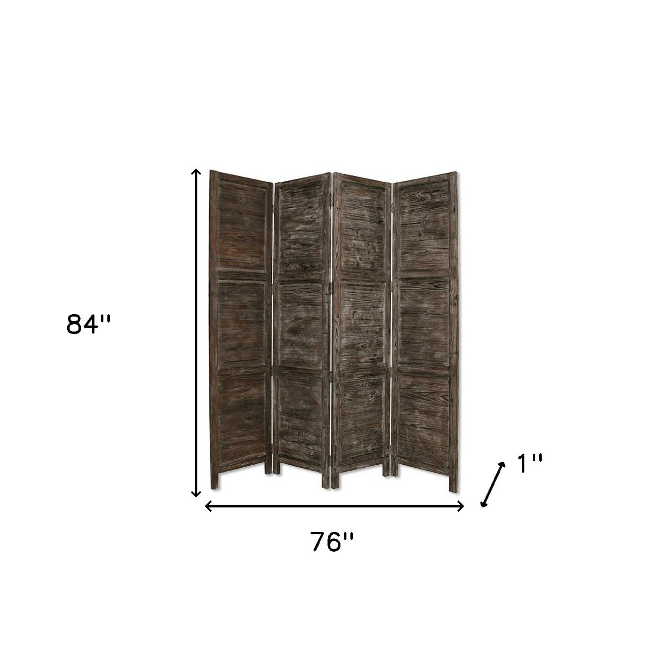 76" X 84" Black Wood Screen-Room Dividers-DECOROLALA