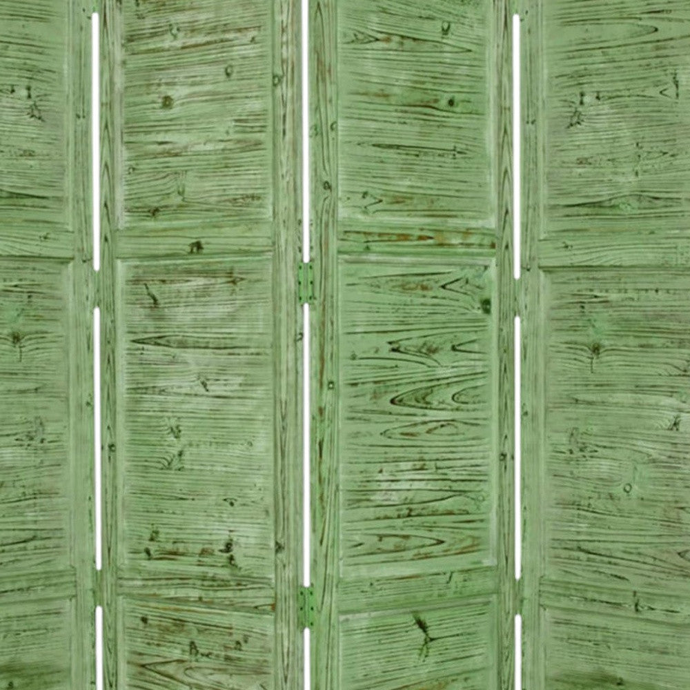 84" Green Rustic Wood Folding Four Panel Screen Room Divider-Room Dividers-DECOROLALA