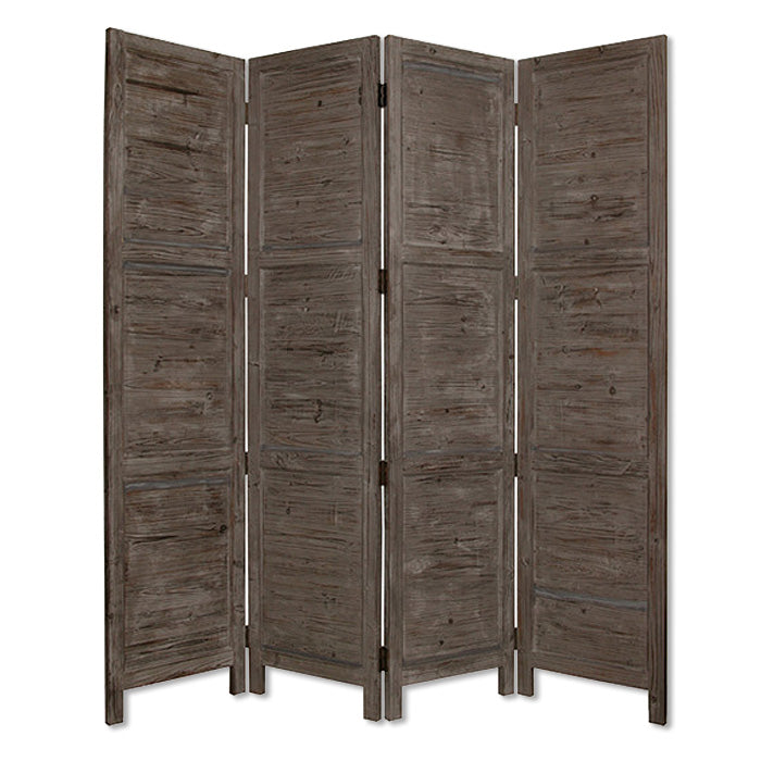 84" Gray Folding Four Panel Screen Room Divider-Room Dividers-DECOROLALA