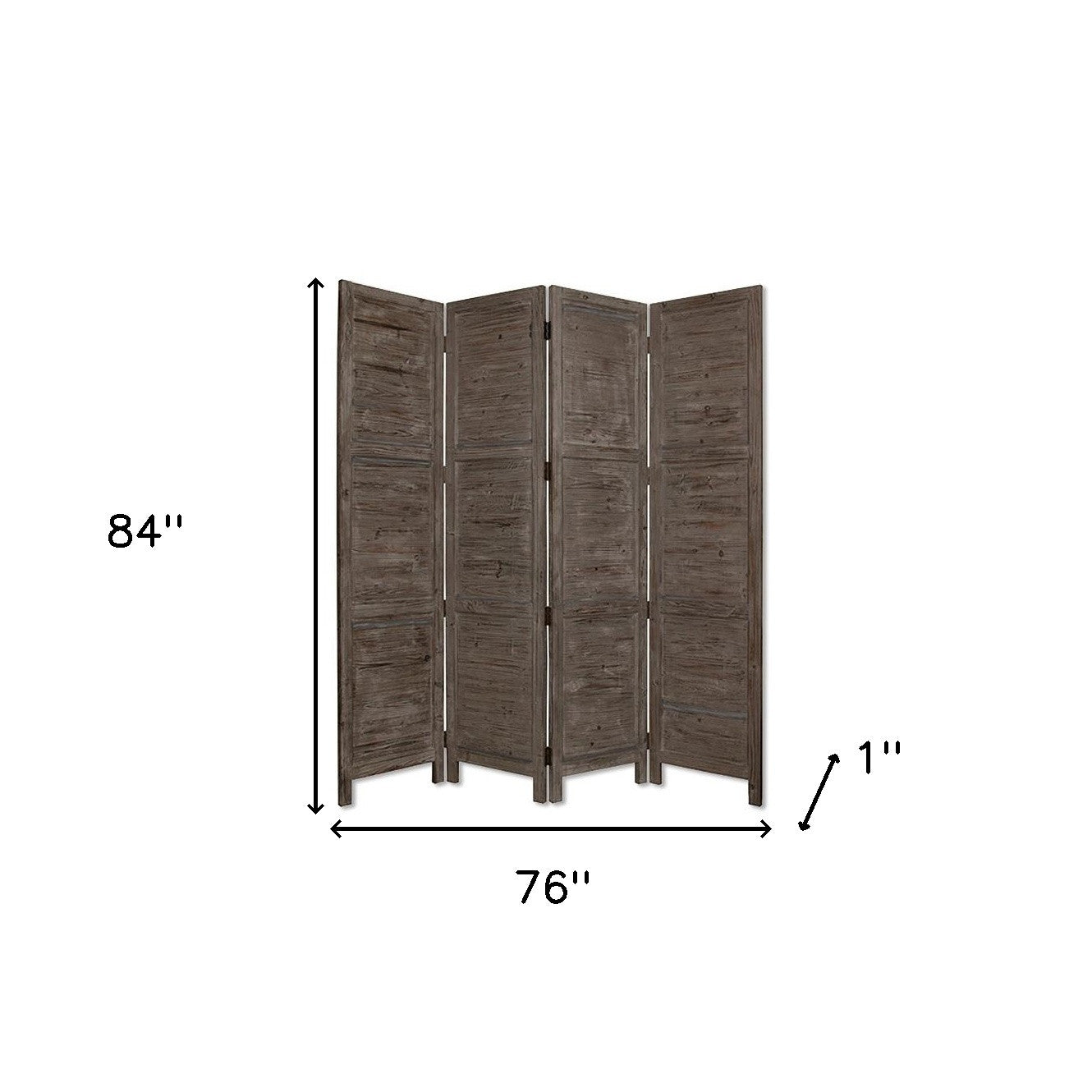 84" Gray Folding Four Panel Screen Room Divider-Room Dividers-DECOROLALA