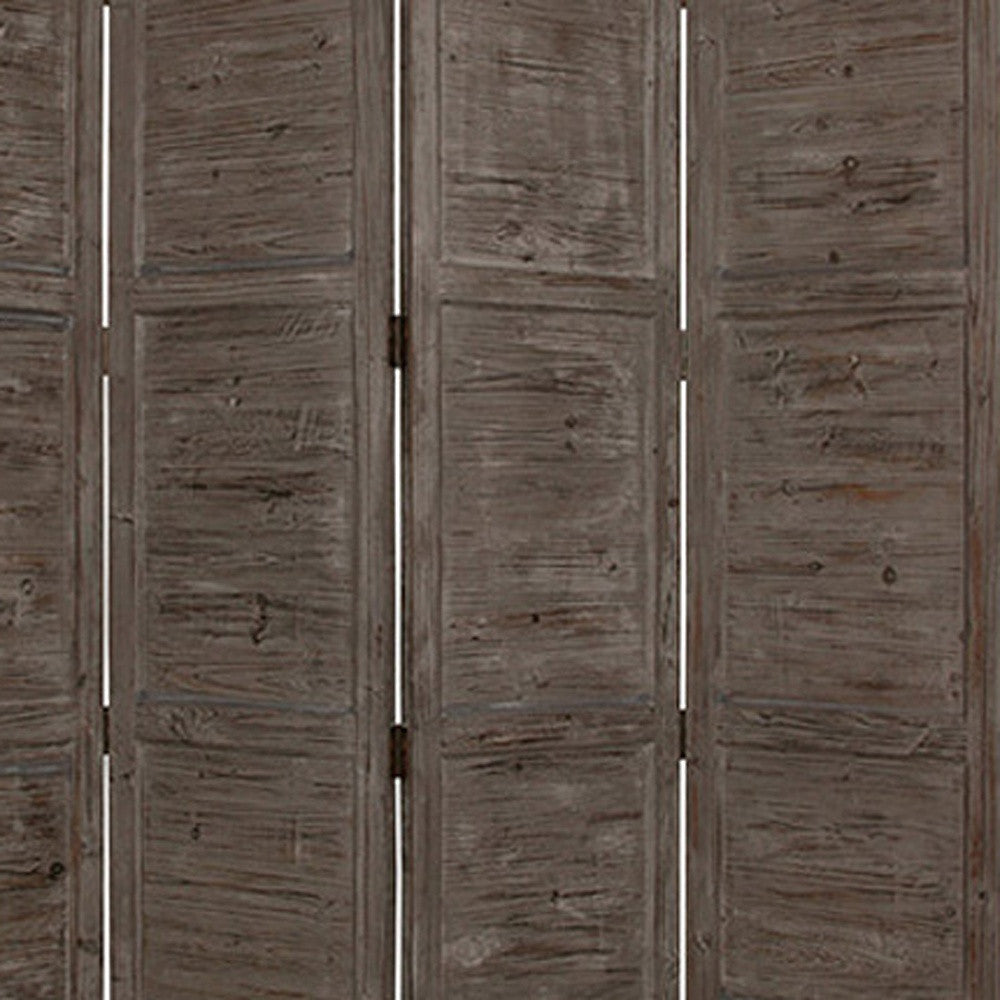 84" Gray Folding Four Panel Screen Room Divider-Room Dividers-DECOROLALA