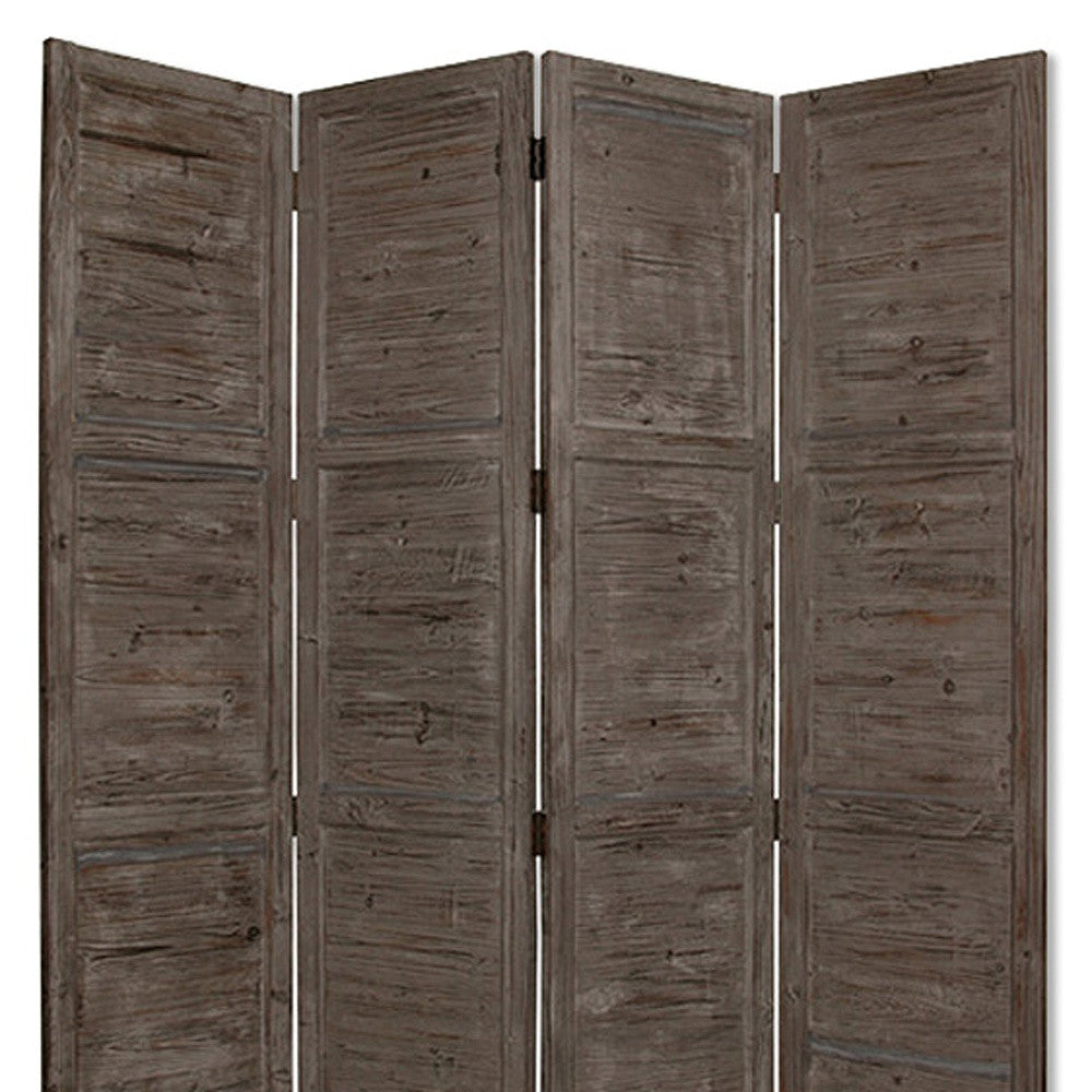 84" Gray Folding Four Panel Screen Room Divider-Room Dividers-DECOROLALA