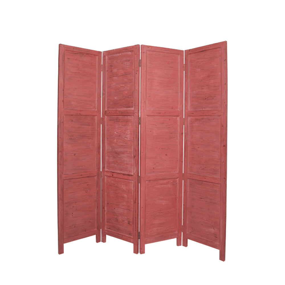 76" X 84" Red Wood Screen-Room Dividers-DECOROLALA