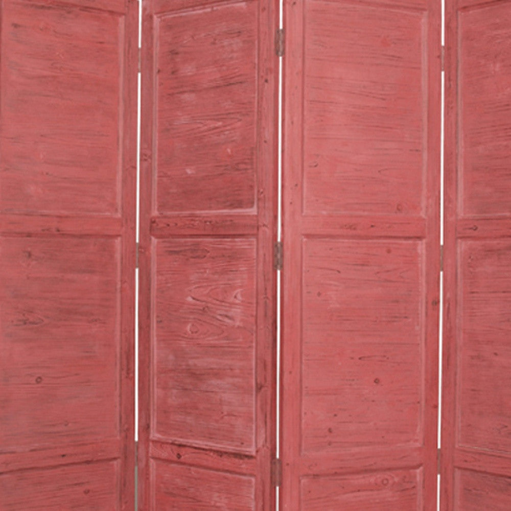 76" X 84" Red Wood Screen-Room Dividers-DECOROLALA