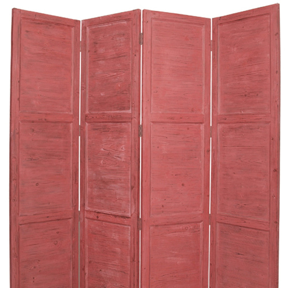 76" X 84" Red Wood Screen-Room Dividers-DECOROLALA