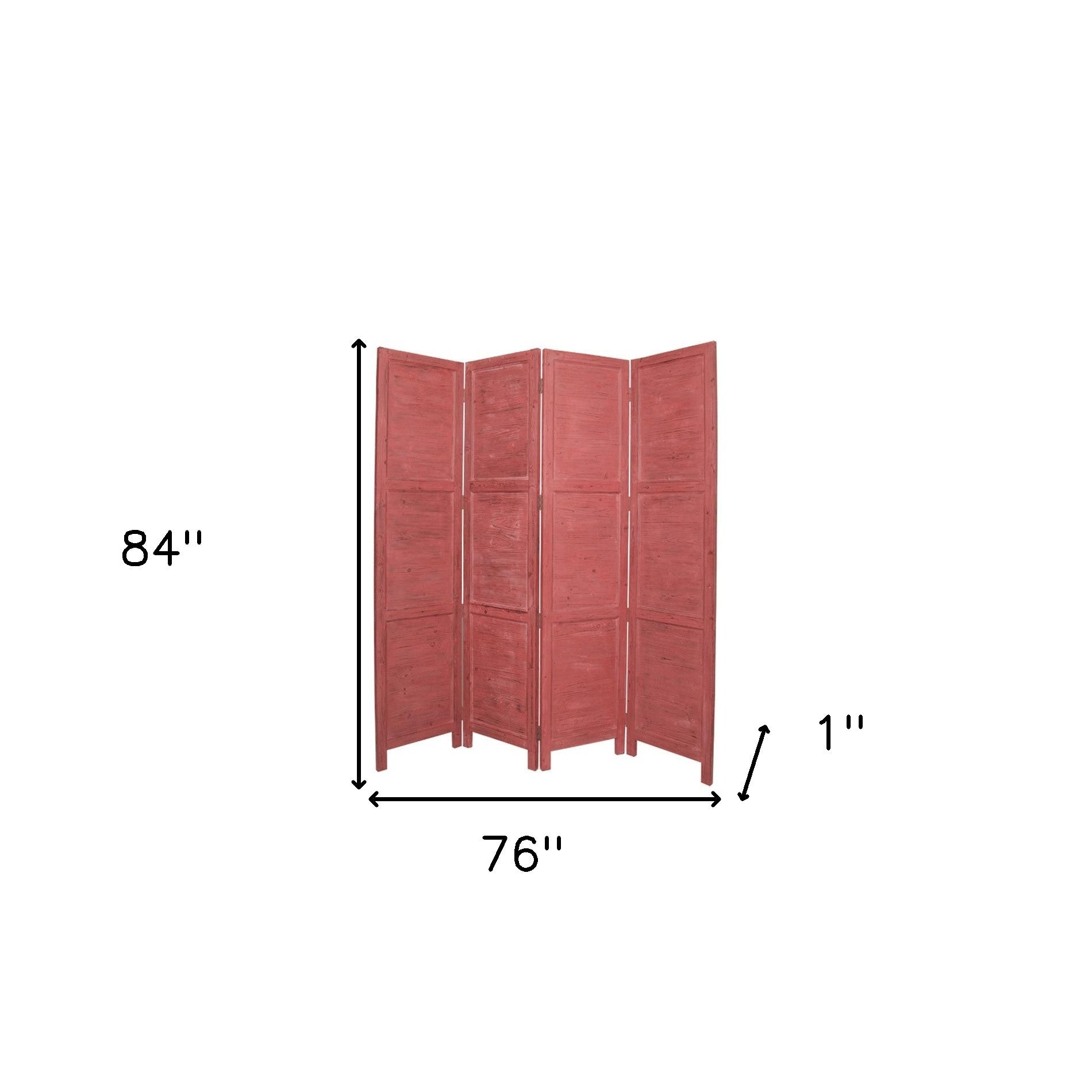 76" X 84" Red Wood Screen-Room Dividers-DECOROLALA