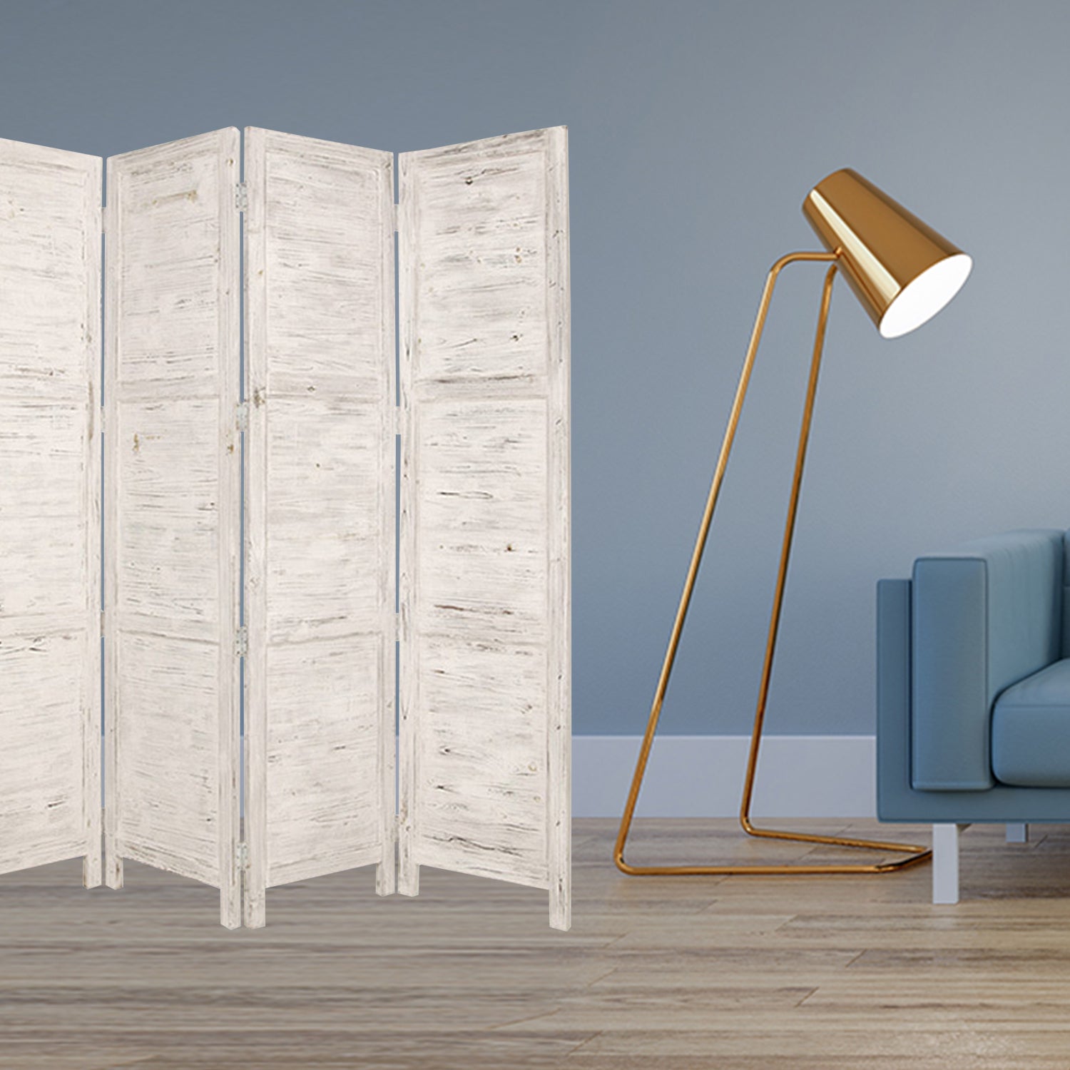 76" X 84" White Wood Screen-Room Dividers-DECOROLALA