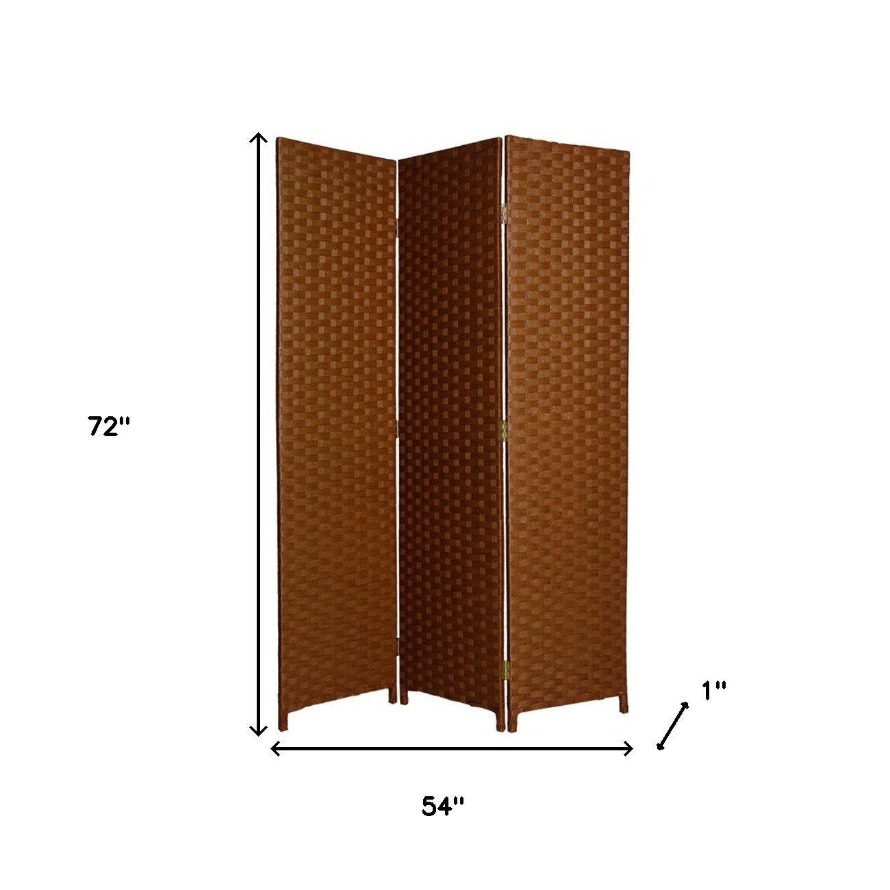 54" X 72" Dark Brown Wood 3 Panel Screen-Room Dividers-DECOROLALA