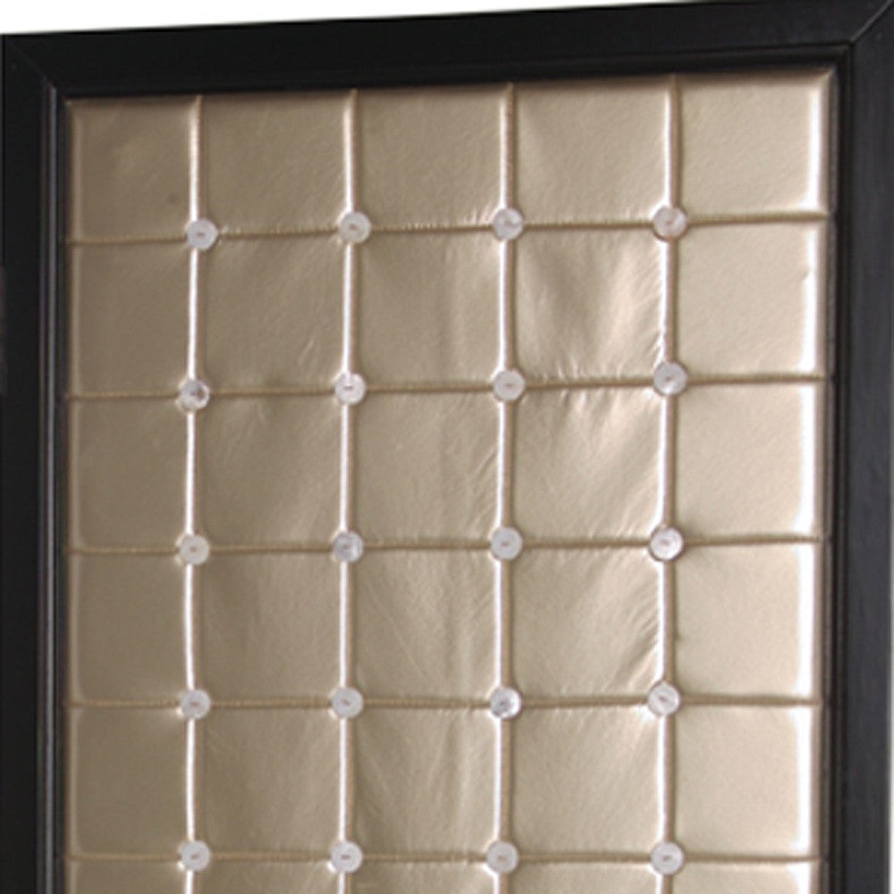 59" X 67" Gold Wood & Fabric Screen-Room Dividers-DECOROLALA