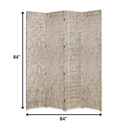 84" X 84" Silver Wood Screen-Room Dividers-DECOROLALA